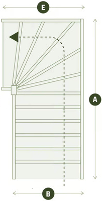 Bovenkwart trap - Draairichting links