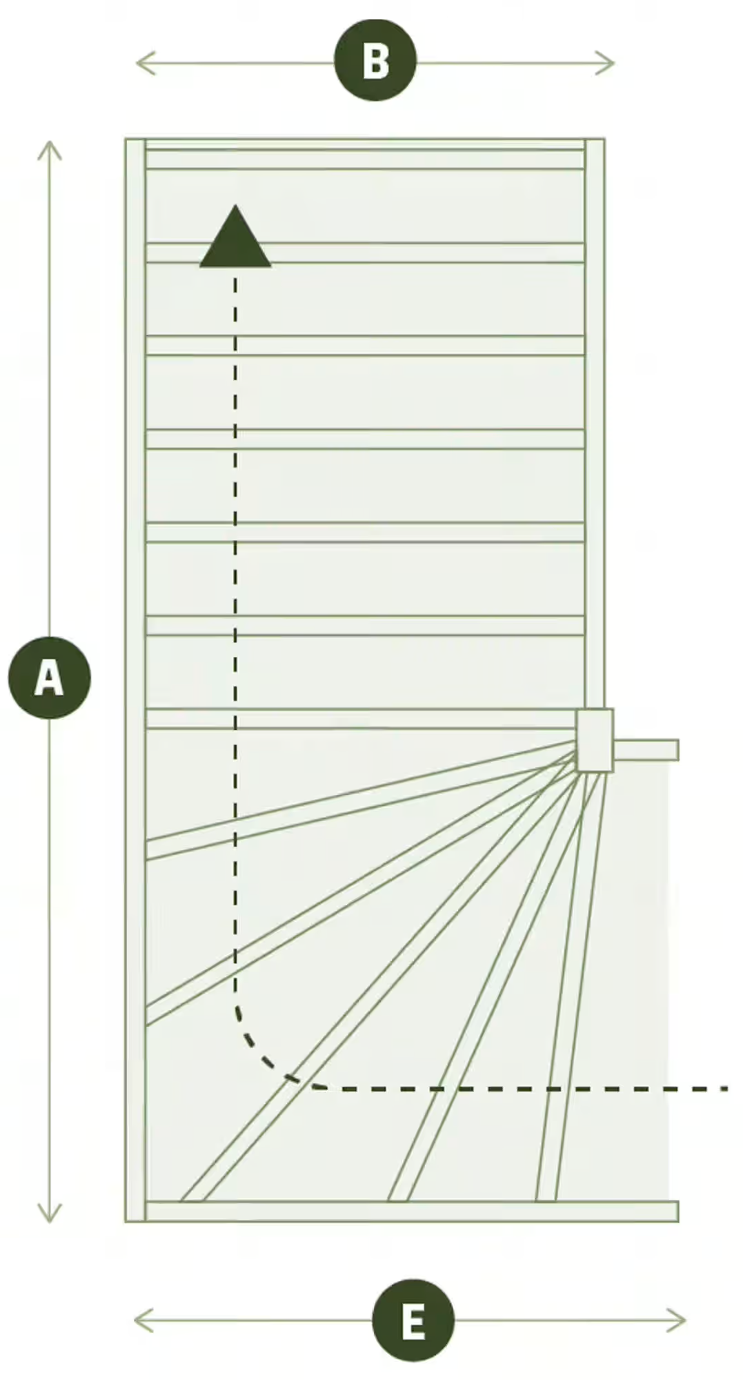 Onderkwart trap - Draairichting rechts